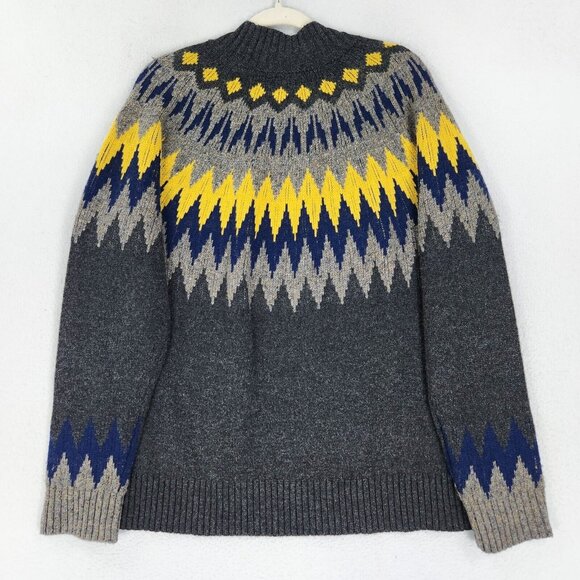 Obermeyer Sweater Womens Extra Large Gray Ivy Mock Neck Wool Fair Isle Pullover - Picture 10 of 11